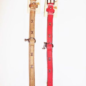 Nwt Dog collars "Pet London" 19" X 1" Red or tan Well made Silver Bones Padded